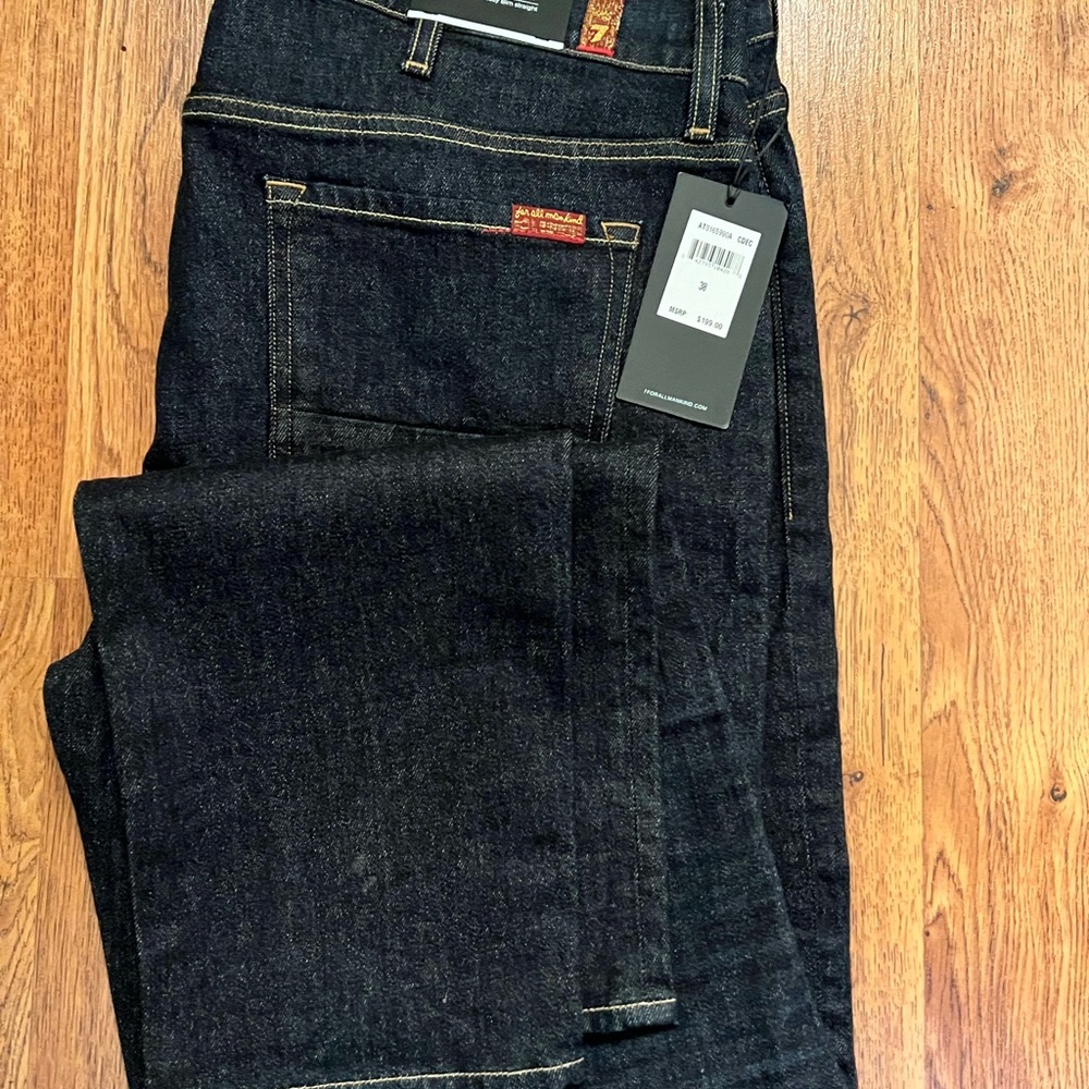 7 For All Mankind Blue Straight Denim Jeans